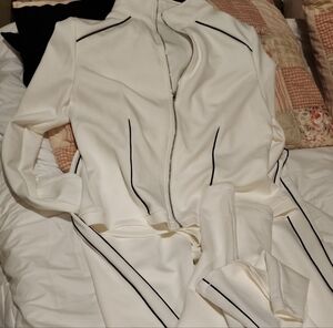 Chic White and Black Women's Pantsuit